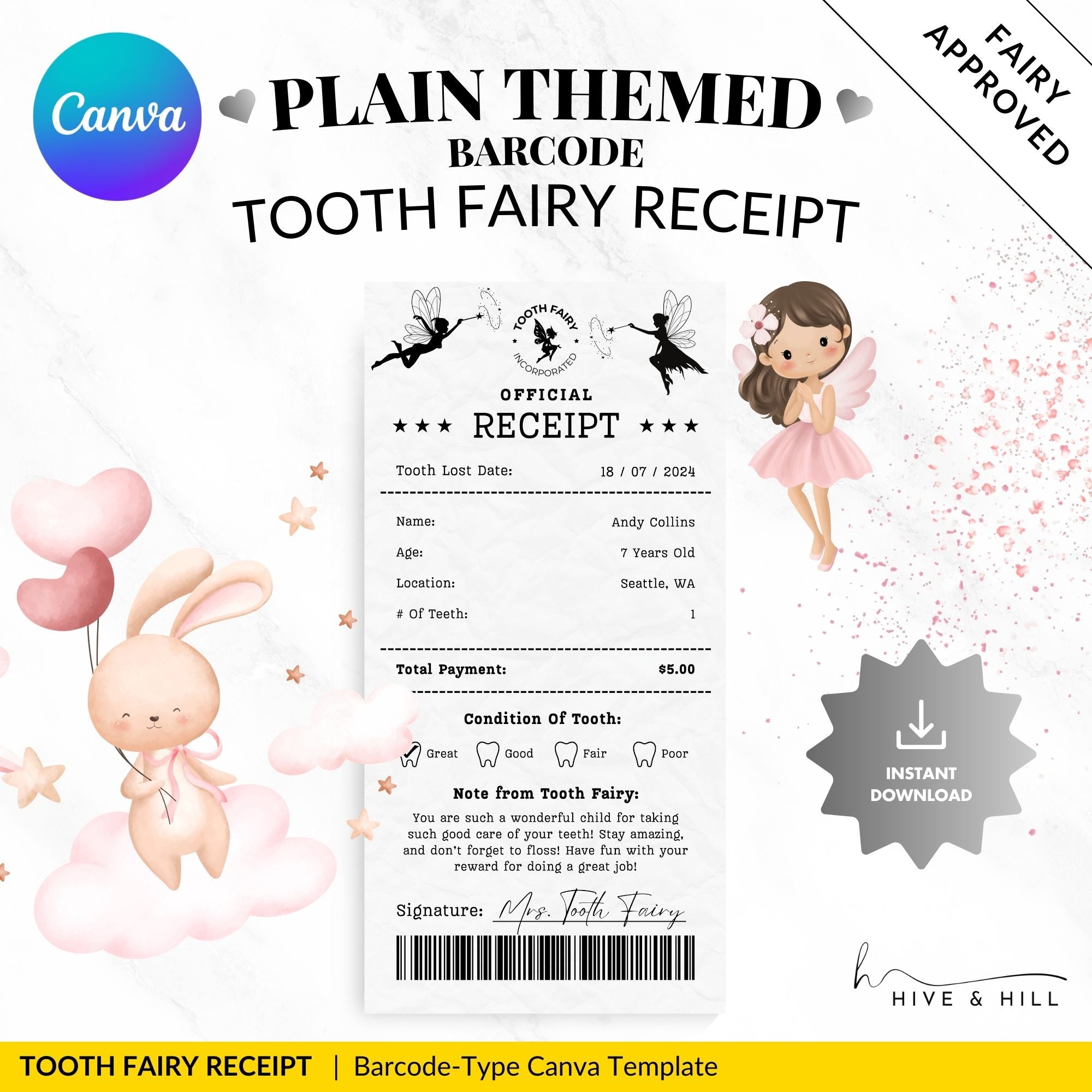 CLASSIC Tooth Fairy Receipt - Download, Edit, and Print for a Timeless – Hive & Hill classic-tooth-fairy-receipt-download-edit-and-print-for-a-timeless-hive-hill