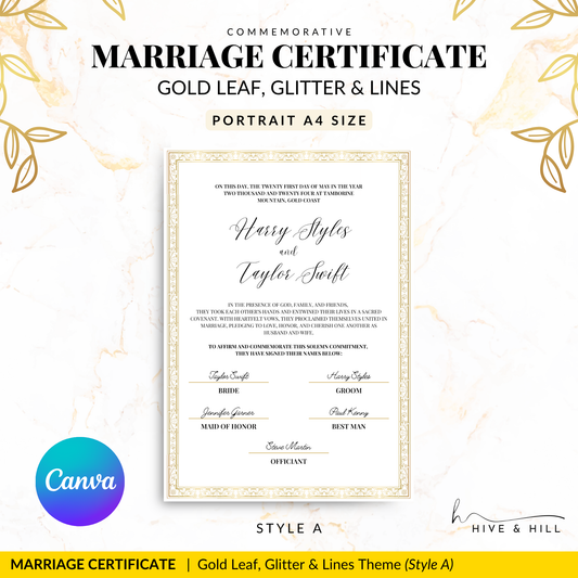 Coastal Serenity Beach Wedding Certificate – Elegant Aerial Ocean & Sand Design