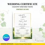 Countryside Bliss Portrait Wedding Certificate – Elegant Farm & Field Design