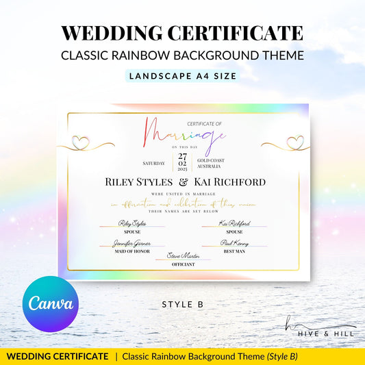 Non-Binary Wedding Certificate – Gender-Neutral Marriage Template