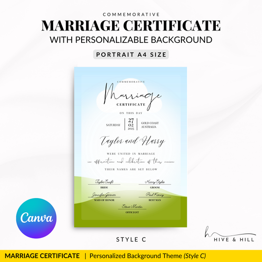 Celebrate Your Love with Our Elegant Portrait-Style Wedding Certificate