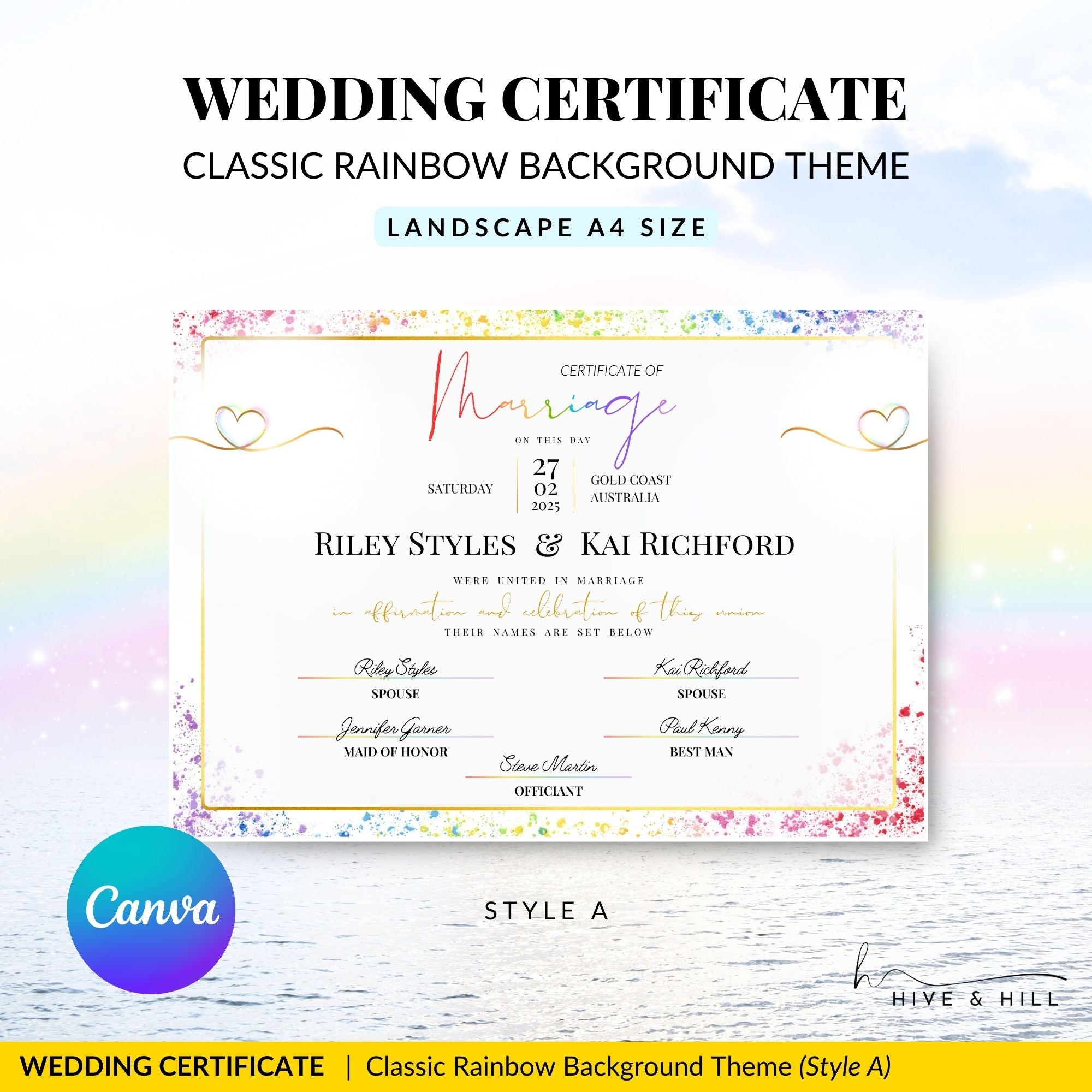 Pride Celebration Marriage Certificate – LGBTQ+ Digital Download