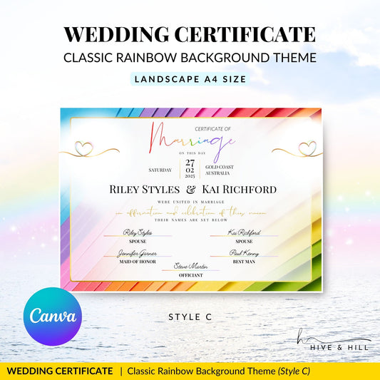 Elegant Same-Sex Wedding Certificate – Custom Printable Design