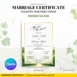 Countryside Bliss Portrait Wedding Certificate – Elegant Farm & Field Design