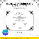 Timeless Black and White Landscape Marriage Certificate – Elegant Wedding Keepsake