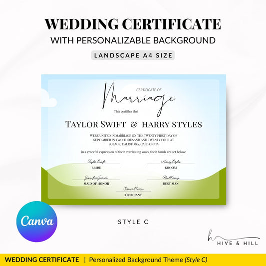 Custom Background Image Marriage Certificate - Elegant and Personalized