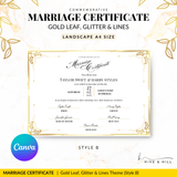 Timeless Gold Landscape Marriage Certificate – A Cherished Keepsake of Your Wedding Day