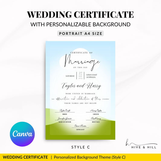 Celebrate Your Love with Our Elegant Portrait-Style Wedding Certificate