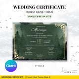 Woodland Harmony Landscape Wedding Certificate – Elegant Forest-Inspired Design