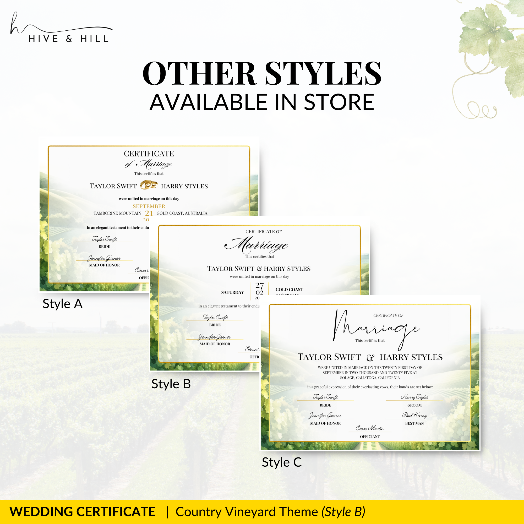 Countryside Bliss Landscape Wedding Certificate – Elegant Farm & Field Design