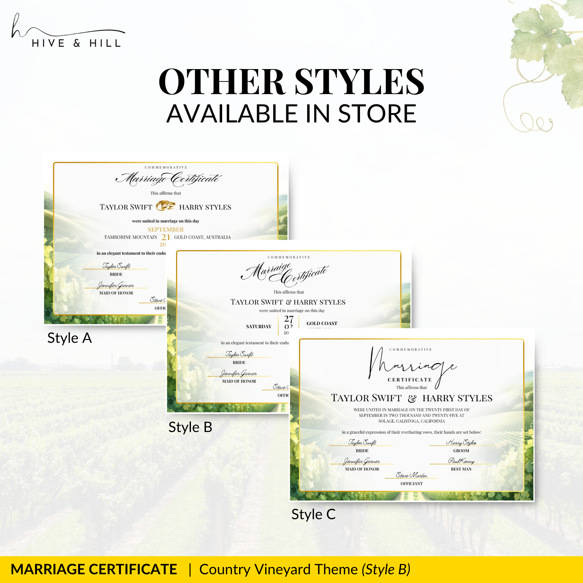 Countryside Bliss Landscape Wedding Certificate – Elegant Farm & Field Design