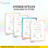 Rainbow Pride Wedding Certificate – LGBTQ+ Couple’s Keepsake