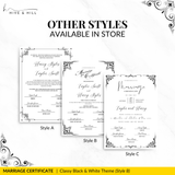 Classic Black and White Portrait Marriage Certificate – Beautifully Crafted Wedding Keepsake
