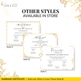 Timeless Gold Landscape Marriage Certificate – A Cherished Keepsake of Your Wedding Day