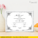 Timeless Black and White Landscape Marriage Certificate – Elegant Wedding Keepsake