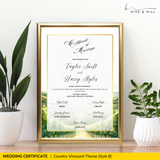 Countryside Bliss Portrait Wedding Certificate – Elegant Farm & Field Design