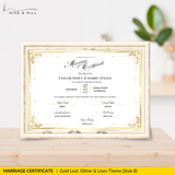 Timeless Gold Landscape Marriage Certificate – A Cherished Keepsake of Your Wedding Day