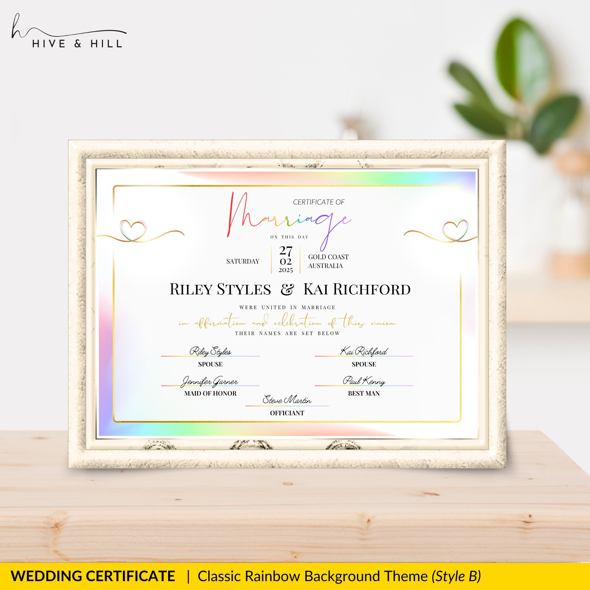 Non-Binary Wedding Certificate – Gender-Neutral Marriage Template