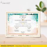 Coastal Serenity Beach Wedding Certificate – Sun, Surf & Sand Keepsake