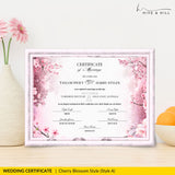 Elegant Cherry Blossom Landscape Commemorative Marriage Certificate – Timeless Keepsake of Your Special Day