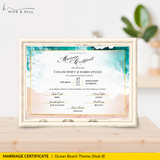 Ocean Breeze Landscape Wedding Certificate – Elegant Beach & Waves Design