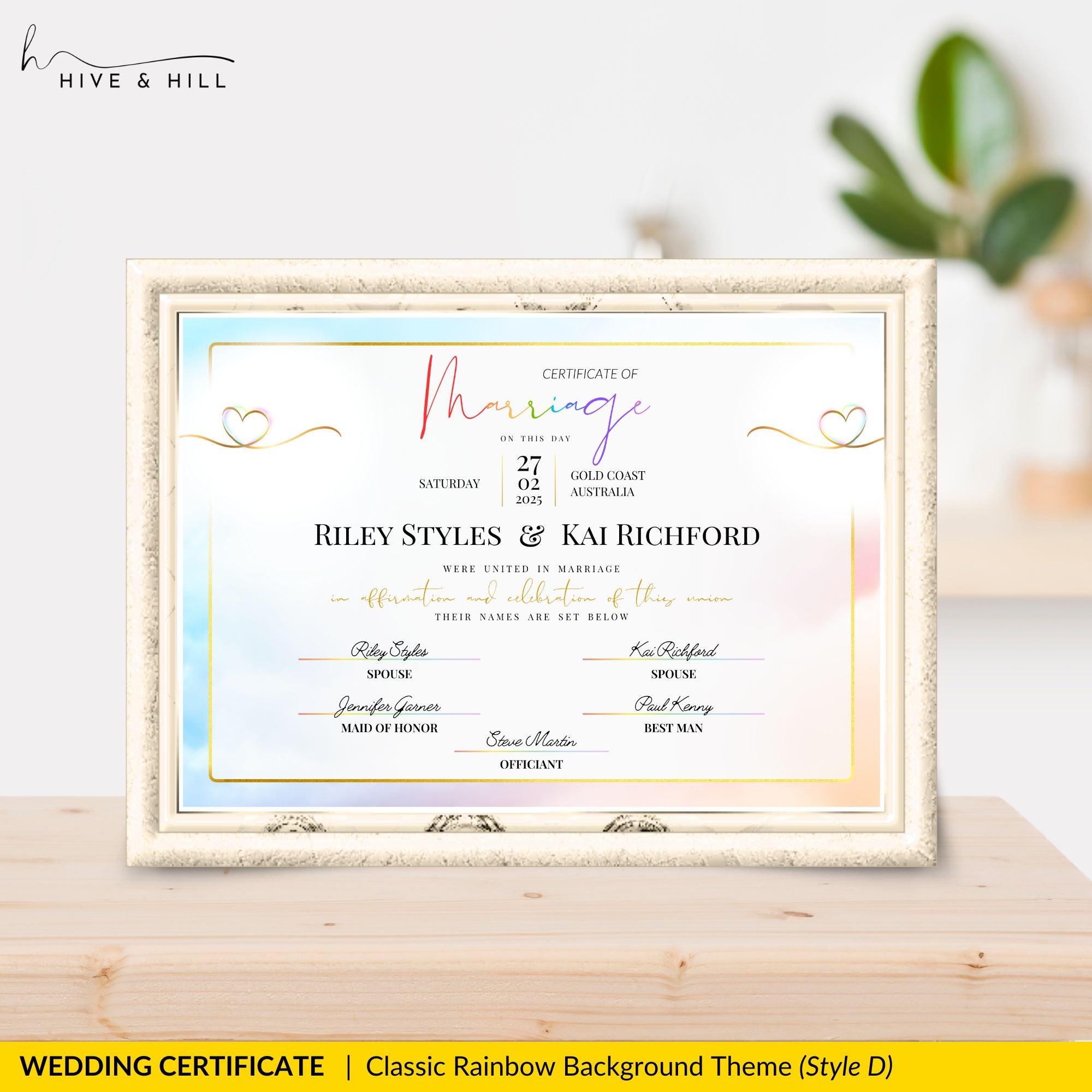 Partner Union Marriage Certificate – Gender-Inclusive Template