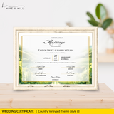 Countryside Bliss Landscape Wedding Certificate – Elegant Farm & Field Design