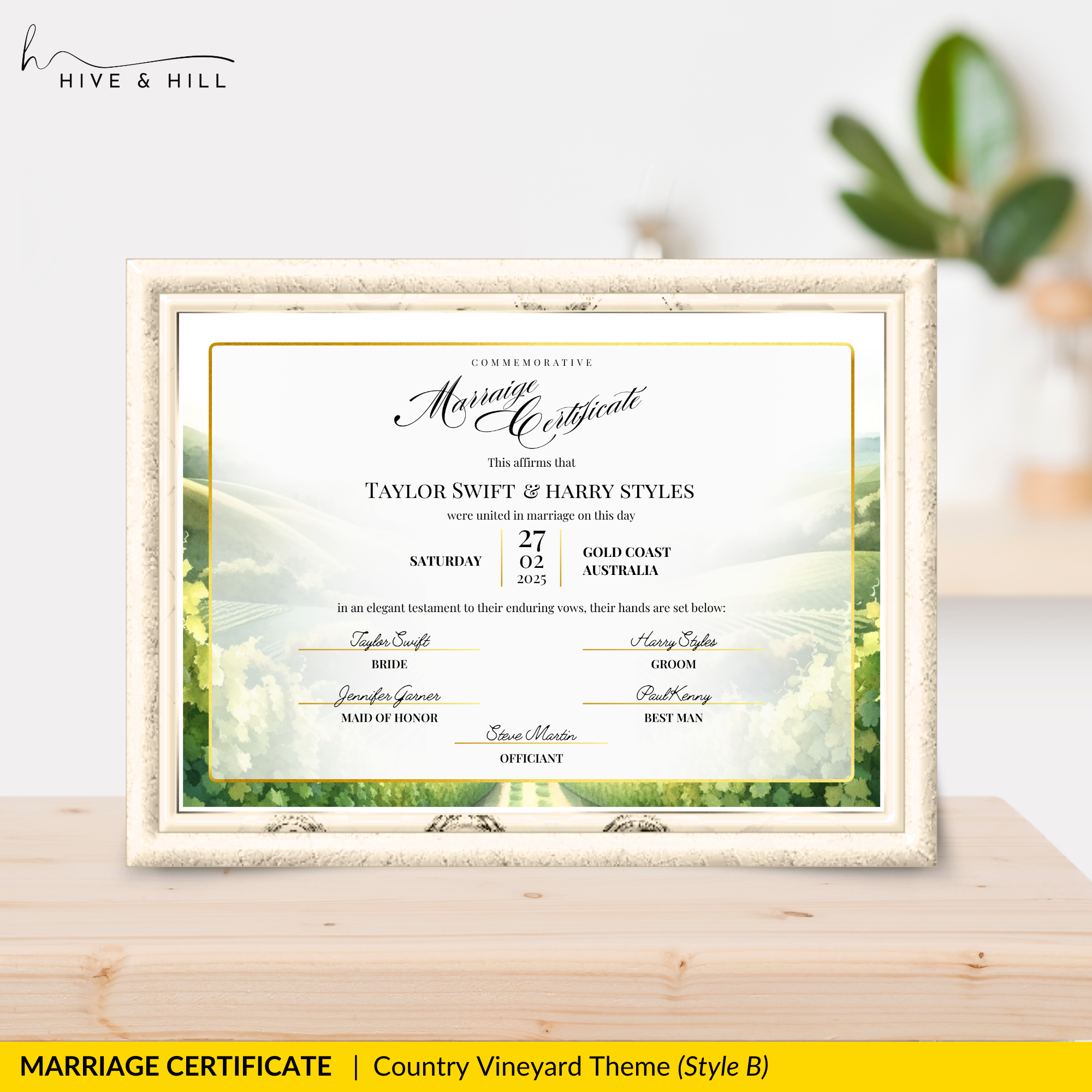 Countryside Bliss Landscape Wedding Certificate – Elegant Farm & Field Design