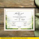 Countryside Bliss Landscape Wedding Certificate – Elegant Farm & Field Design