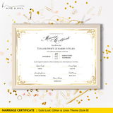 Timeless Gold Landscape Marriage Certificate – A Cherished Keepsake of Your Wedding Day