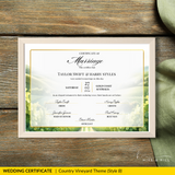 Countryside Bliss Landscape Wedding Certificate – Elegant Farm & Field Design