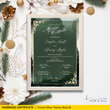Woodland Harmony Portrait Wedding Certificate – Elegant Forest-Inspired Design