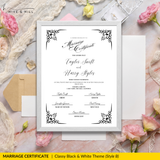Classic Black and White Portrait Marriage Certificate – Beautifully Crafted Wedding Keepsake