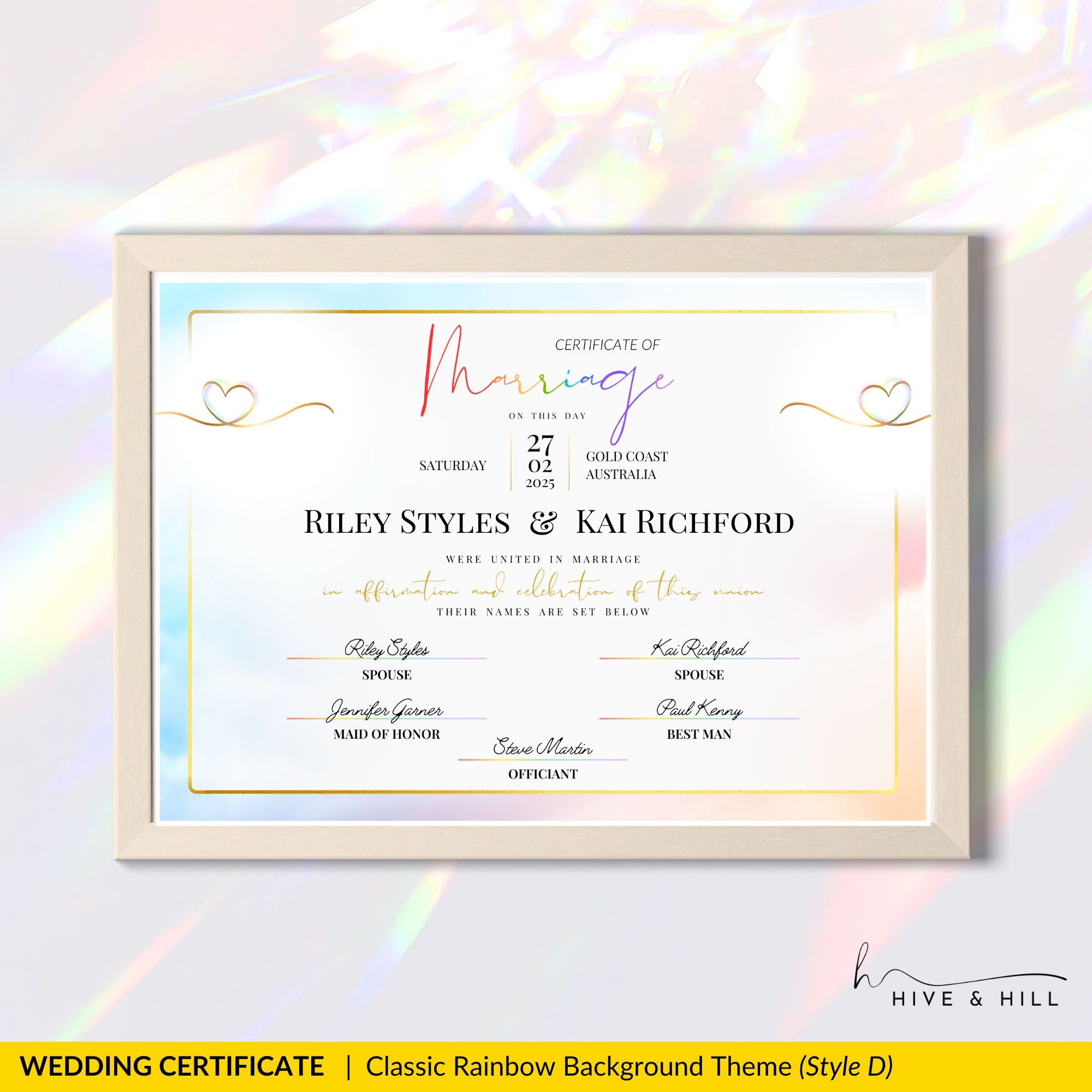 Partner Union Marriage Certificate – Gender-Inclusive Template