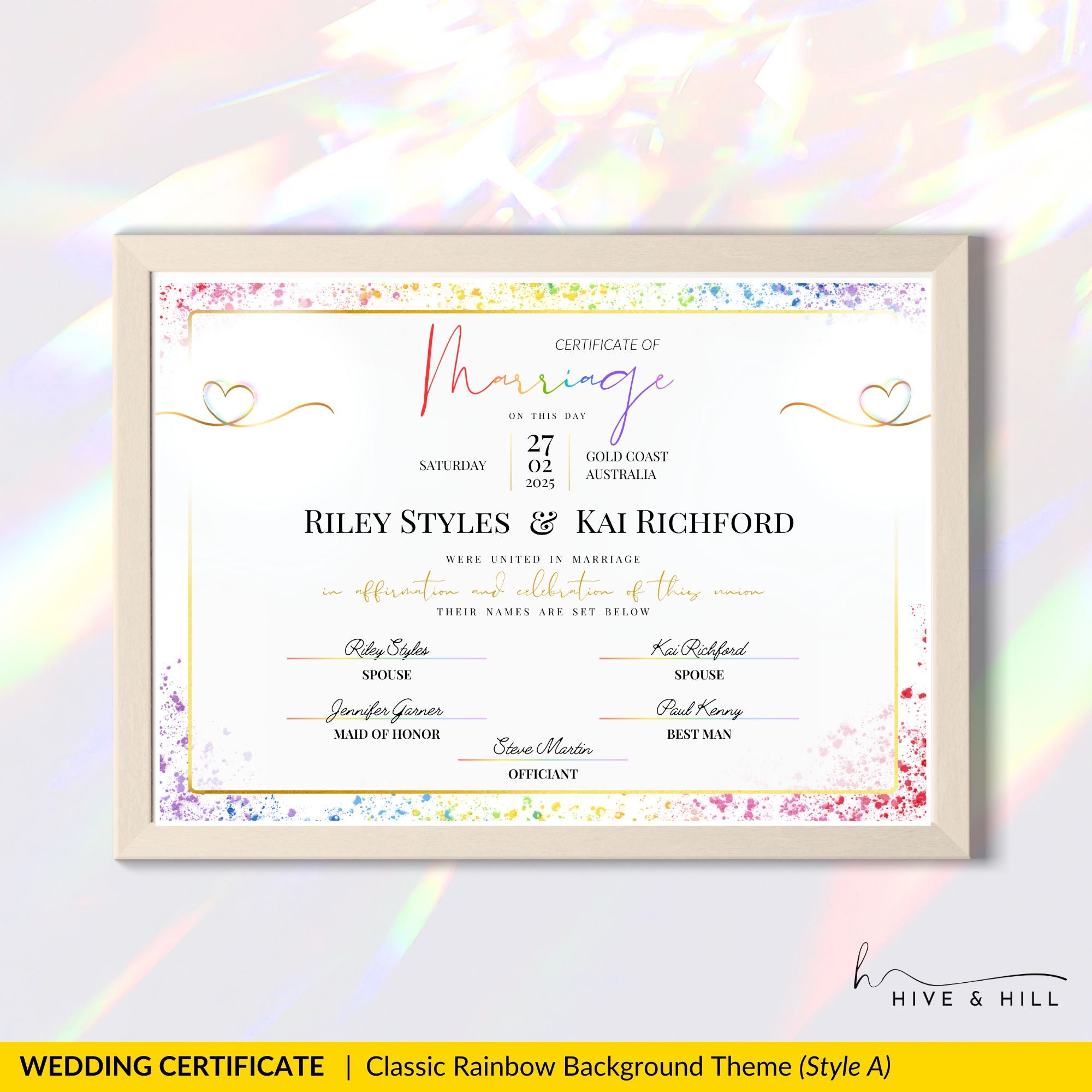 Pride Celebration Marriage Certificate – LGBTQ+ Digital Download