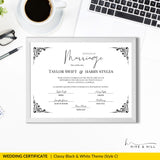 Elegant Black and White Landscape Marriage Certificate – Timeless Wedding Keepsake