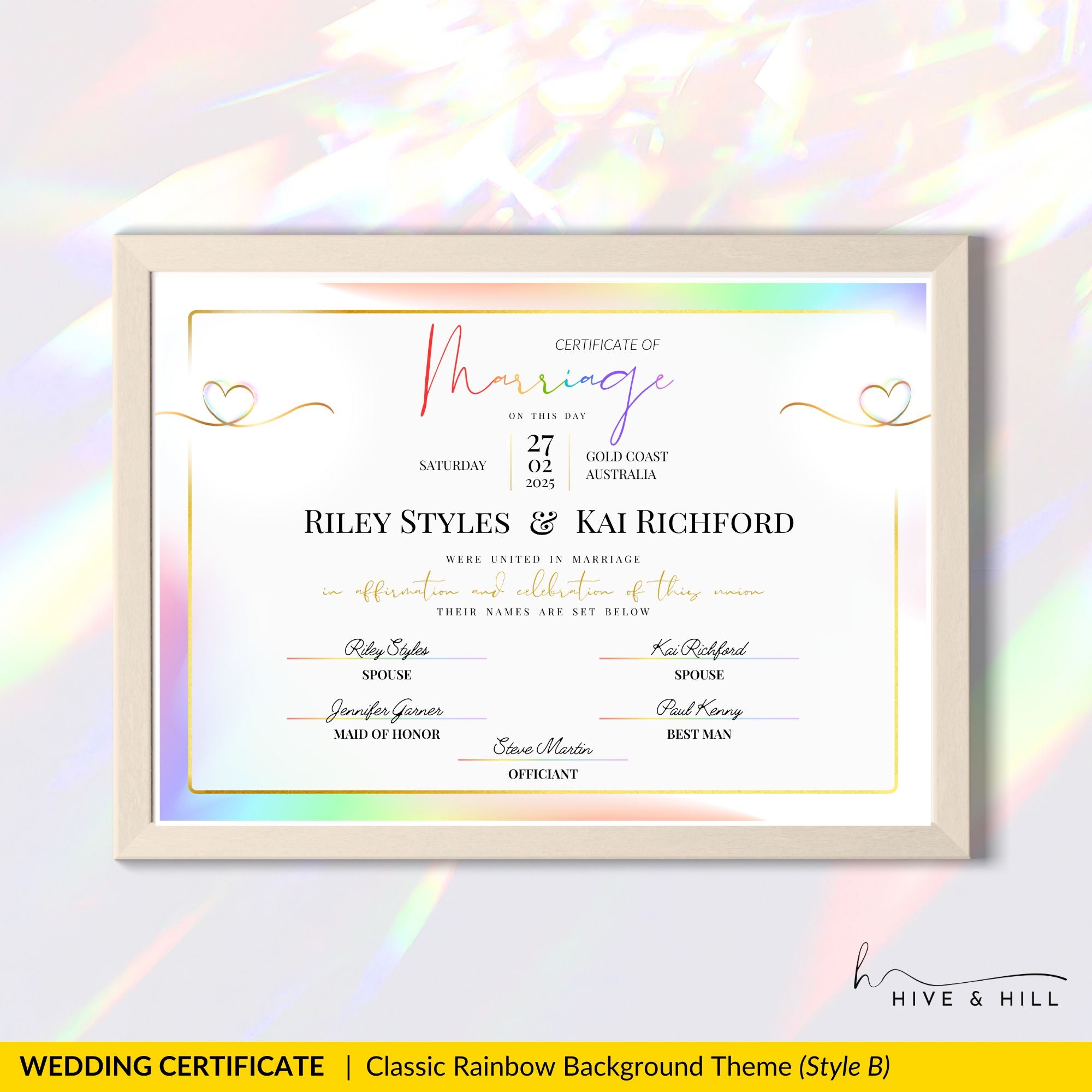 Non-Binary Wedding Certificate – Gender-Neutral Marriage Template