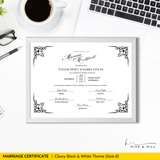 Timeless Black and White Landscape Marriage Certificate – Elegant Wedding Keepsake