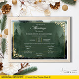 Woodland Harmony Landscape Wedding Certificate – Elegant Forest-Inspired Design