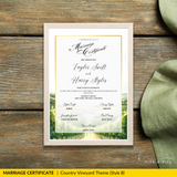 Countryside Bliss Portrait Wedding Certificate – Elegant Farm & Field Design