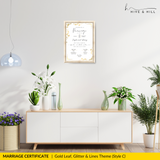Sophisticated Gold Portrait Marriage Certificate – A Lasting Symbol of Your Wedding Day