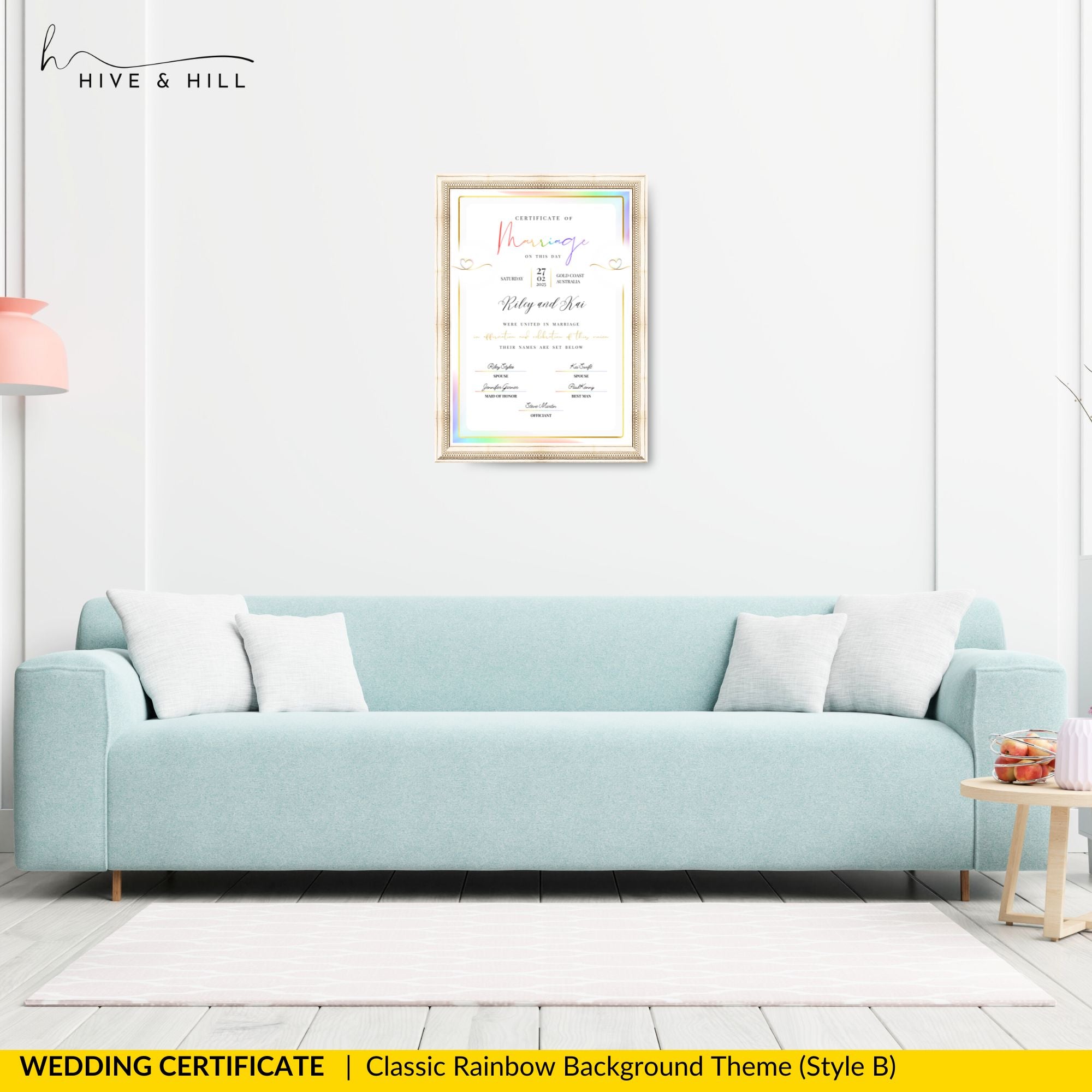 Rainbow Pride Wedding Certificate – LGBTQ+ Couple’s Keepsake