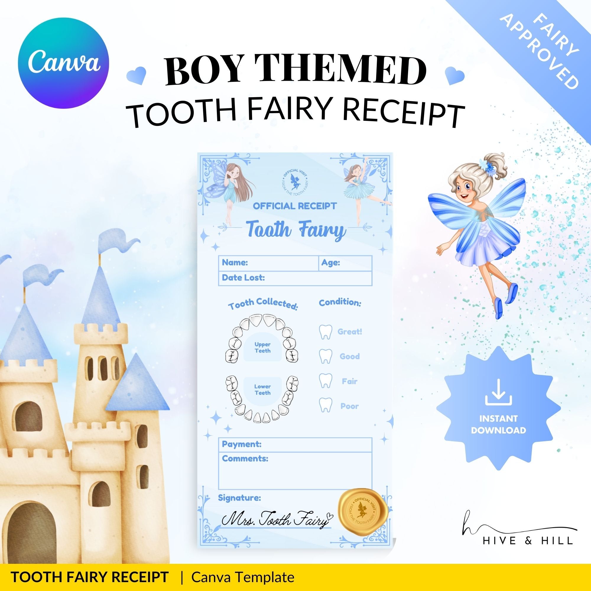 CLASSIC Boy Tooth Fairy Receipt - Download, Edit, and Print for an Exciting Surprise When They Wake Up