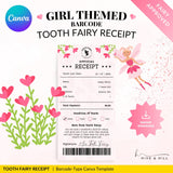 PERSONALIZED Baby Girl Tooth Fairy Receipt - Download, Edit, and Print for a Sweet Surprise Under the Pillow.