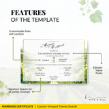 Countryside Bliss Landscape Wedding Certificate – Elegant Farm & Field Design