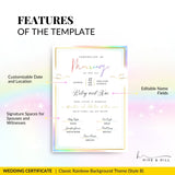 Rainbow Pride Wedding Certificate – LGBTQ+ Couple’s Keepsake