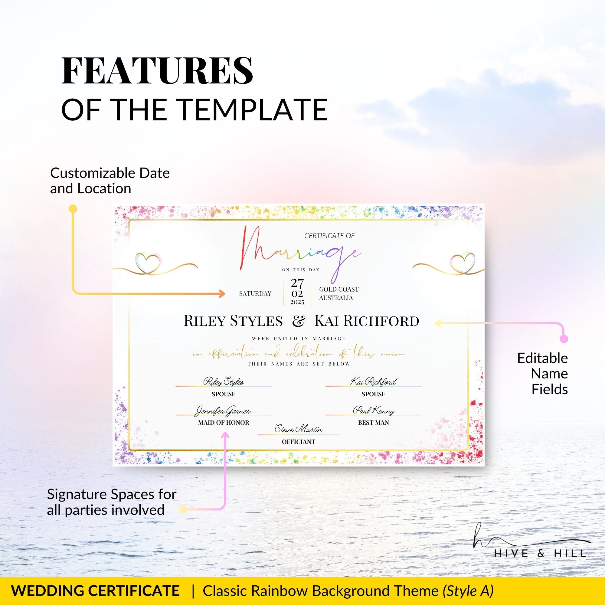 Pride Celebration Marriage Certificate – LGBTQ+ Digital Download