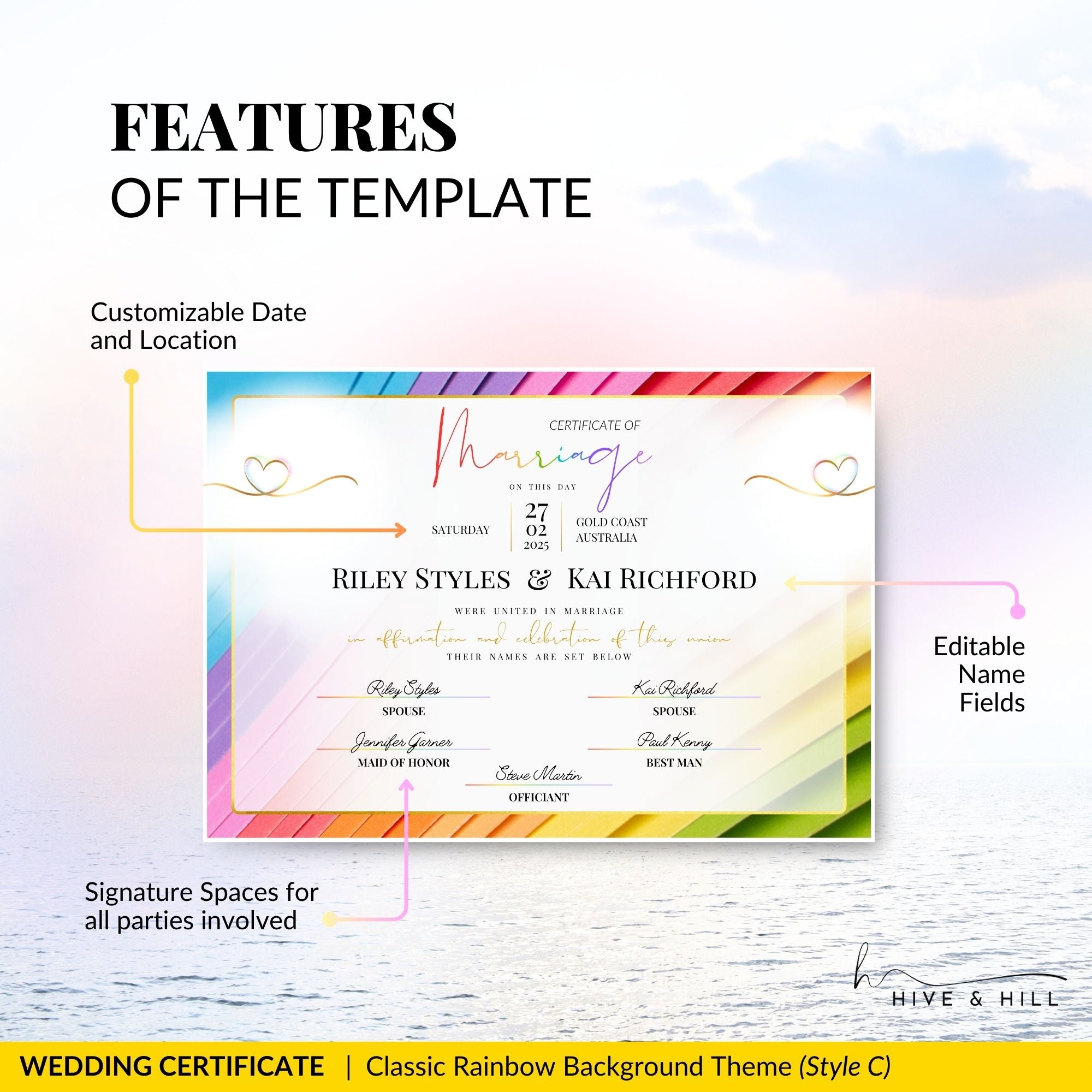 Elegant Same-Sex Wedding Certificate – Custom Printable Design