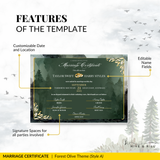 Enchanted Forest Wedding Certificate – Nature, Trees & Love Keepsake