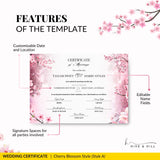 Elegant Cherry Blossom Landscape Commemorative Marriage Certificate – Timeless Keepsake of Your Special Day